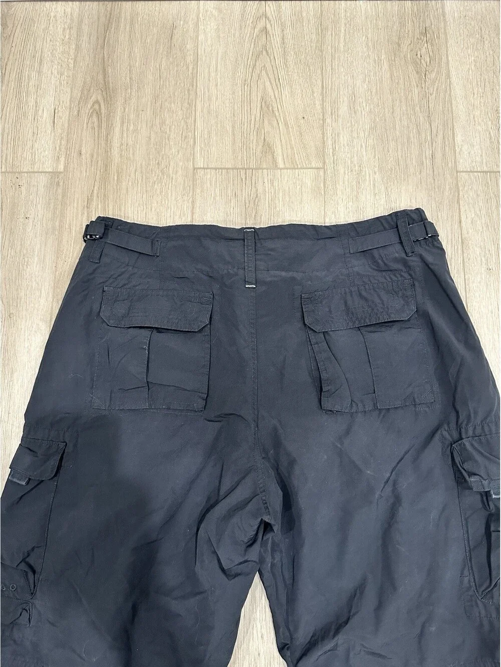 Vintage Y2K Gap Black Cargo Paratrooper Parachute Pants XL